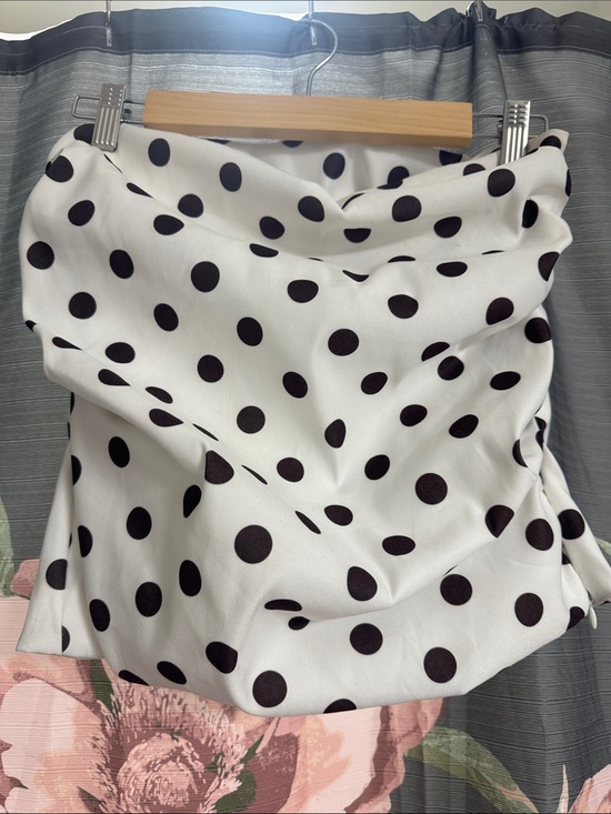 Zara Tops - Zara White Satin cropped sleeveless blouse with Black Polka Dots
